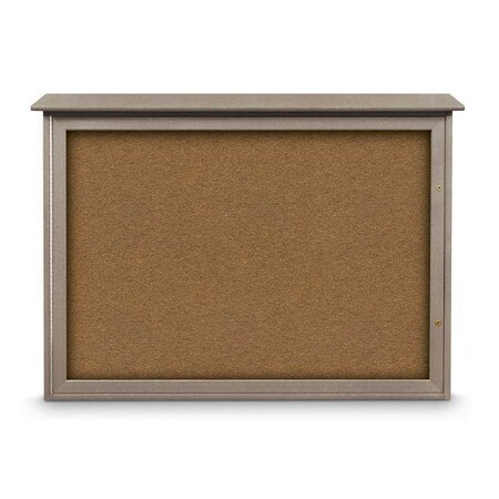 United Visual Products Outdoor Enclosed Combo Board, 72"x36", Gold Frame/Grey & Cork UVCB7236ODG-GREY-CORK